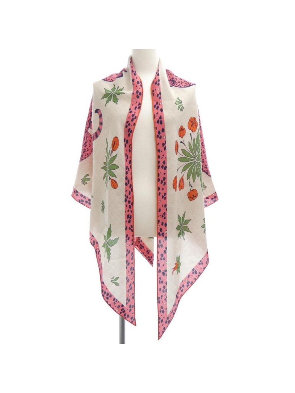 Hermes les Leopards Triangle Jean Shawl Scarf